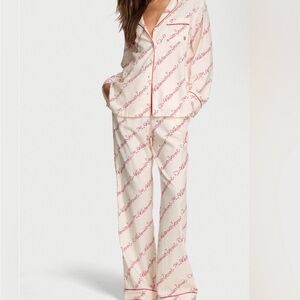 NWT Victoria's Secret Cream and Red Pajama Set
